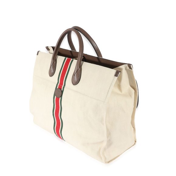 Gucci Beige Web Linen Foldable Tote - Picture 2 of 6
